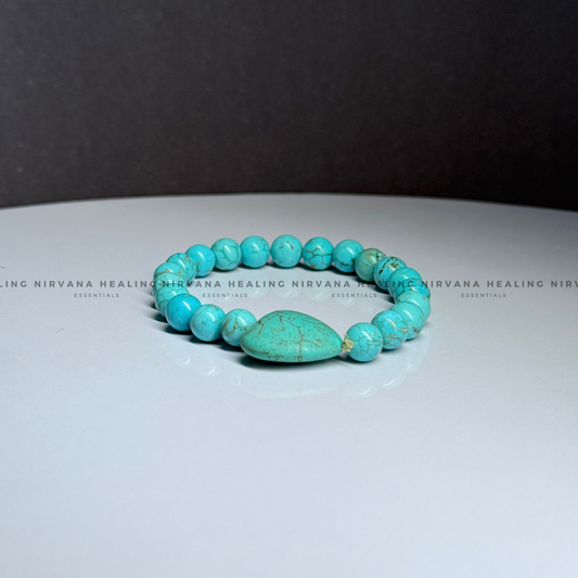 TURQUOISE WITH HEART SHAPED BEADED BRACELET (Divine Protection, Psycho Gifts, Healing, Wisdom, Truth) image 1