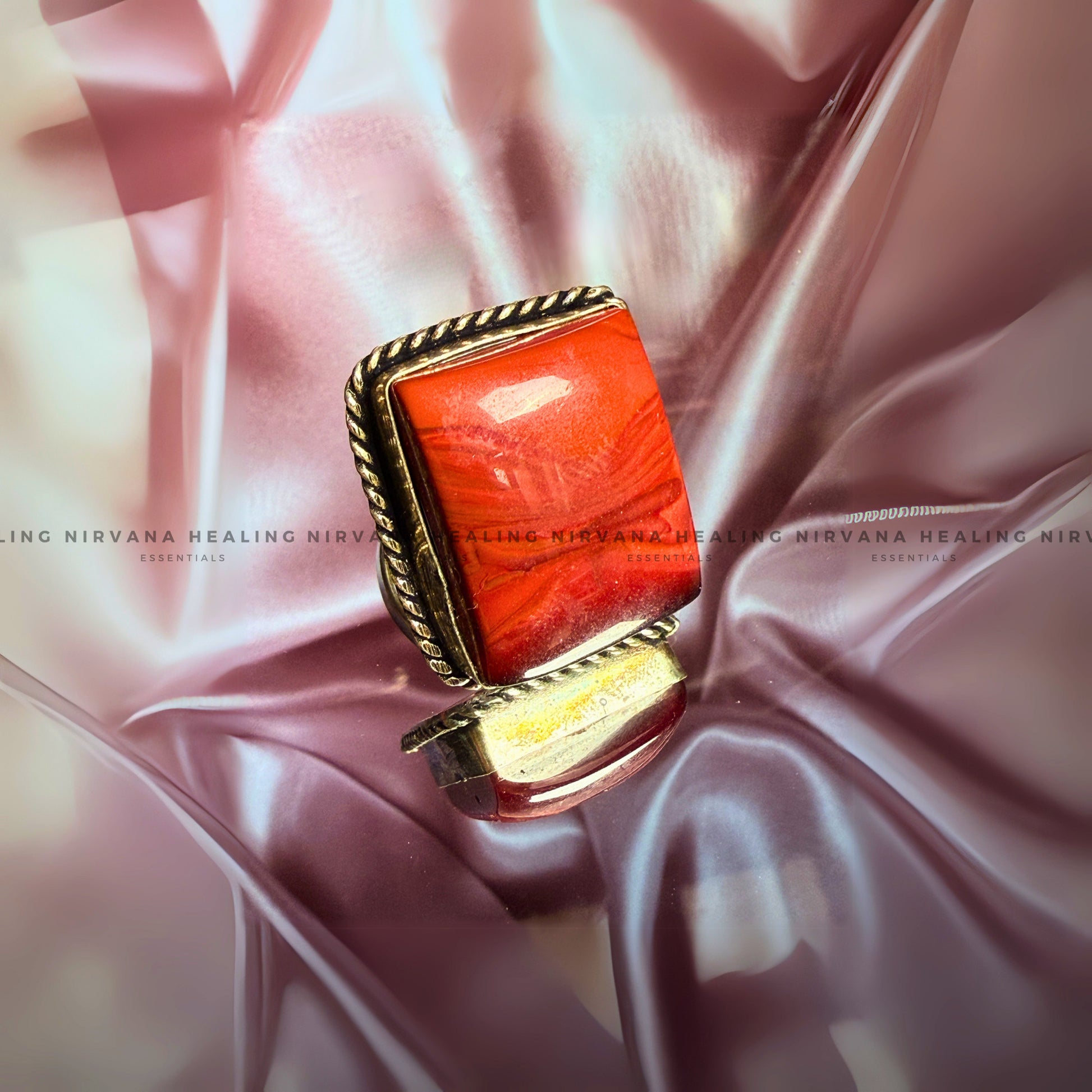 RED CARNELIAN SQUARE RING (Creativity, Courage, Passion And Stamina) image 3