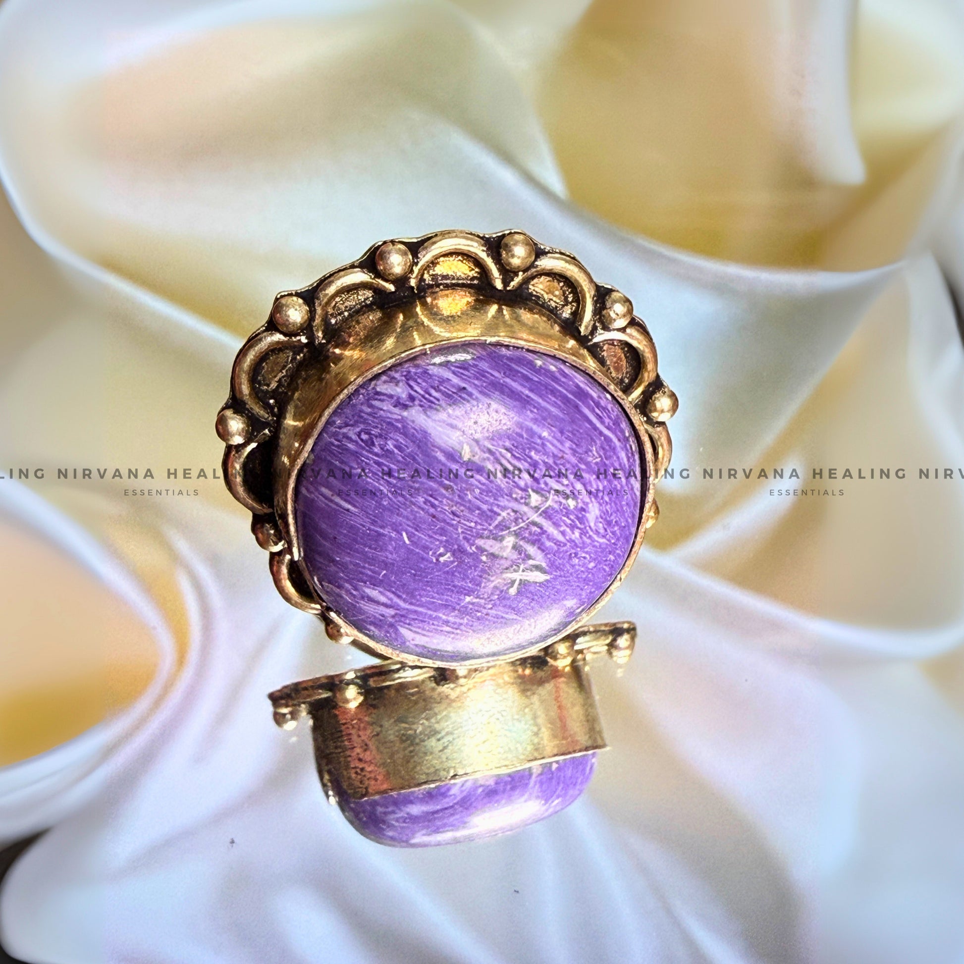 PURPLE JADE ROUND RING (Peace, Intuition And Spiritual Wisdom) image 1