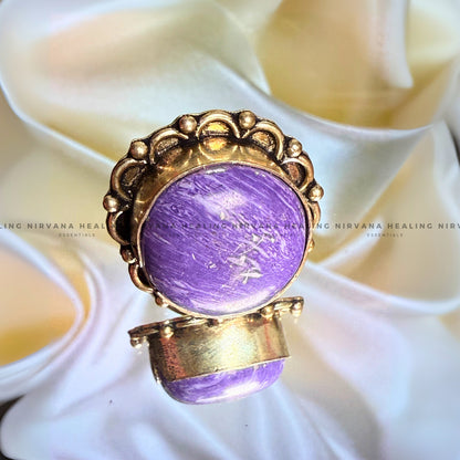 PURPLE JADE ROUND RING (Peace, Intuition And Spiritual Wisdom) image 1