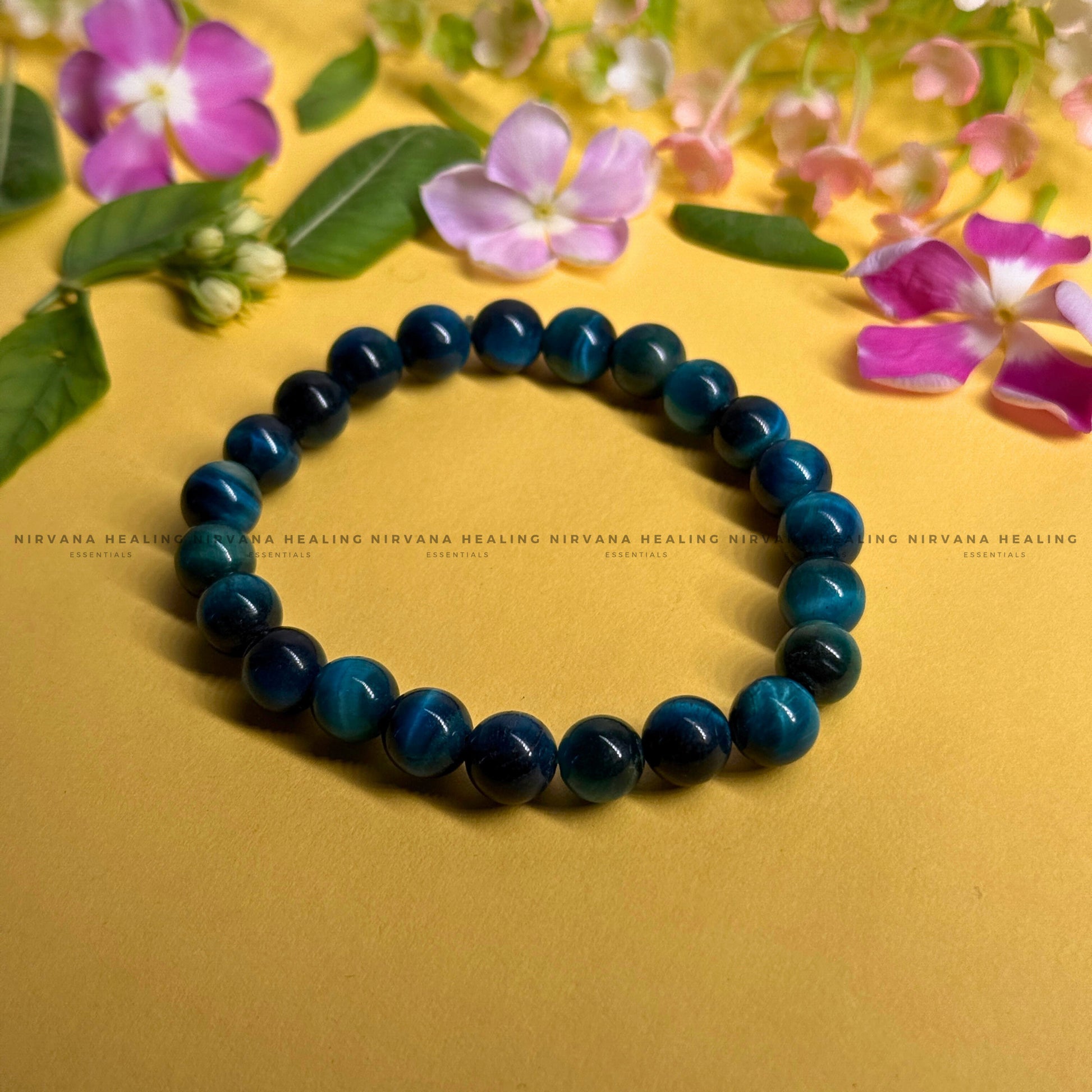 BLUE CATS EYE ROUND BEADED BRACELET (Protection, Strength And Energy Shield) image 0