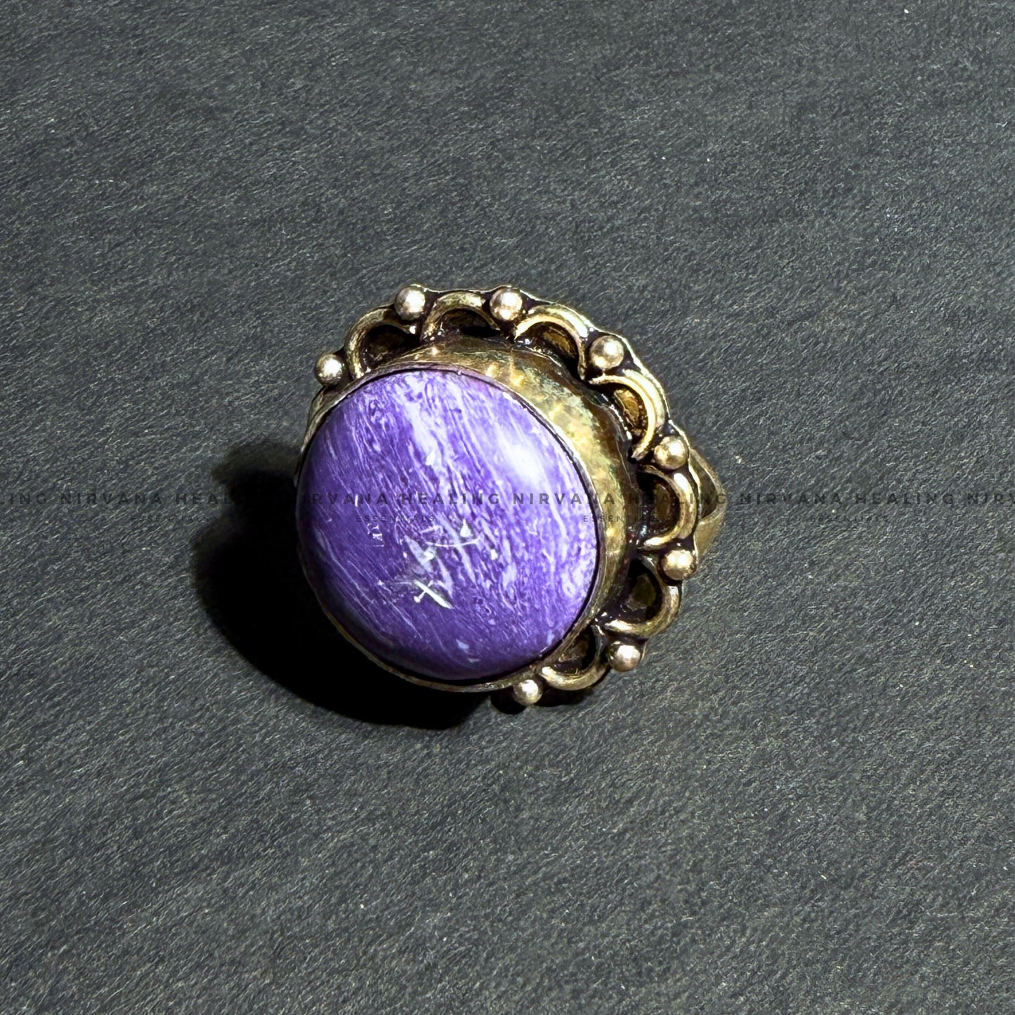 PURPLE JADE ROUND RING (Peace, Intuition And Spiritual Wisdom) image 2
