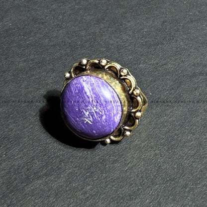 PURPLE JADE ROUND RING (Peace, Intuition And Spiritual Wisdom) image 2