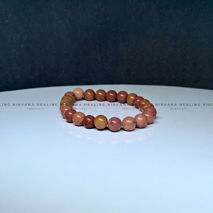 RHODONITE ROUND BEADED BRACELET (Compassion, Emotional Healing, Loving Vibration And Self Love) image 1