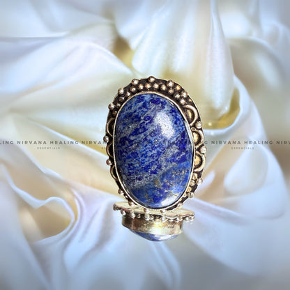 LAPIS JADE OVAL RING (Communication, Truth, Ease Of Expression And Wisdom) image 1