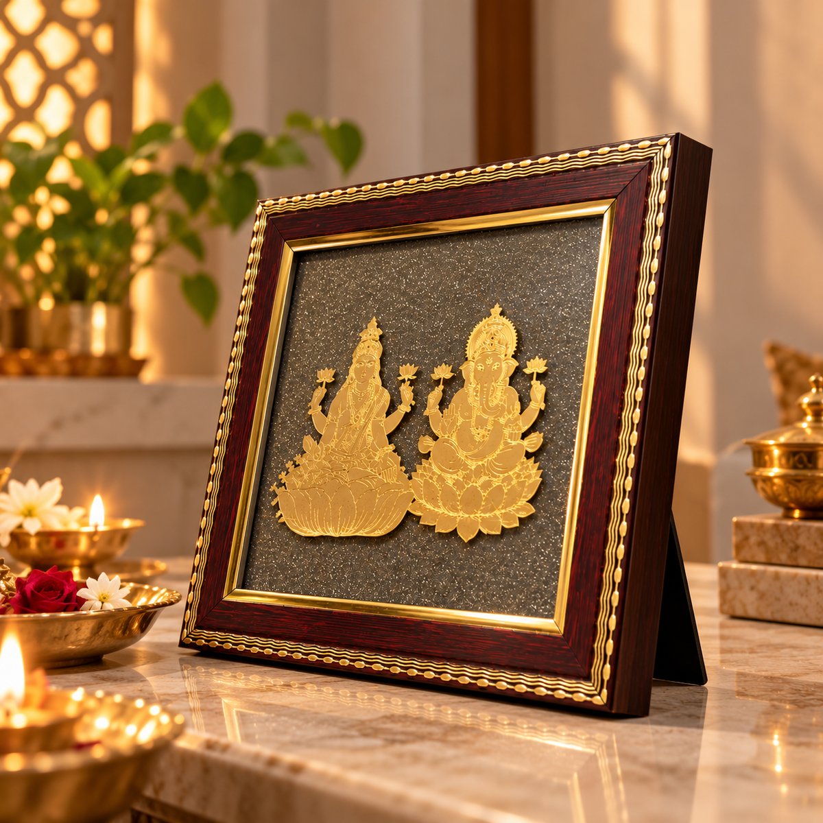 Laxmi Ganesh Pyrite Frame