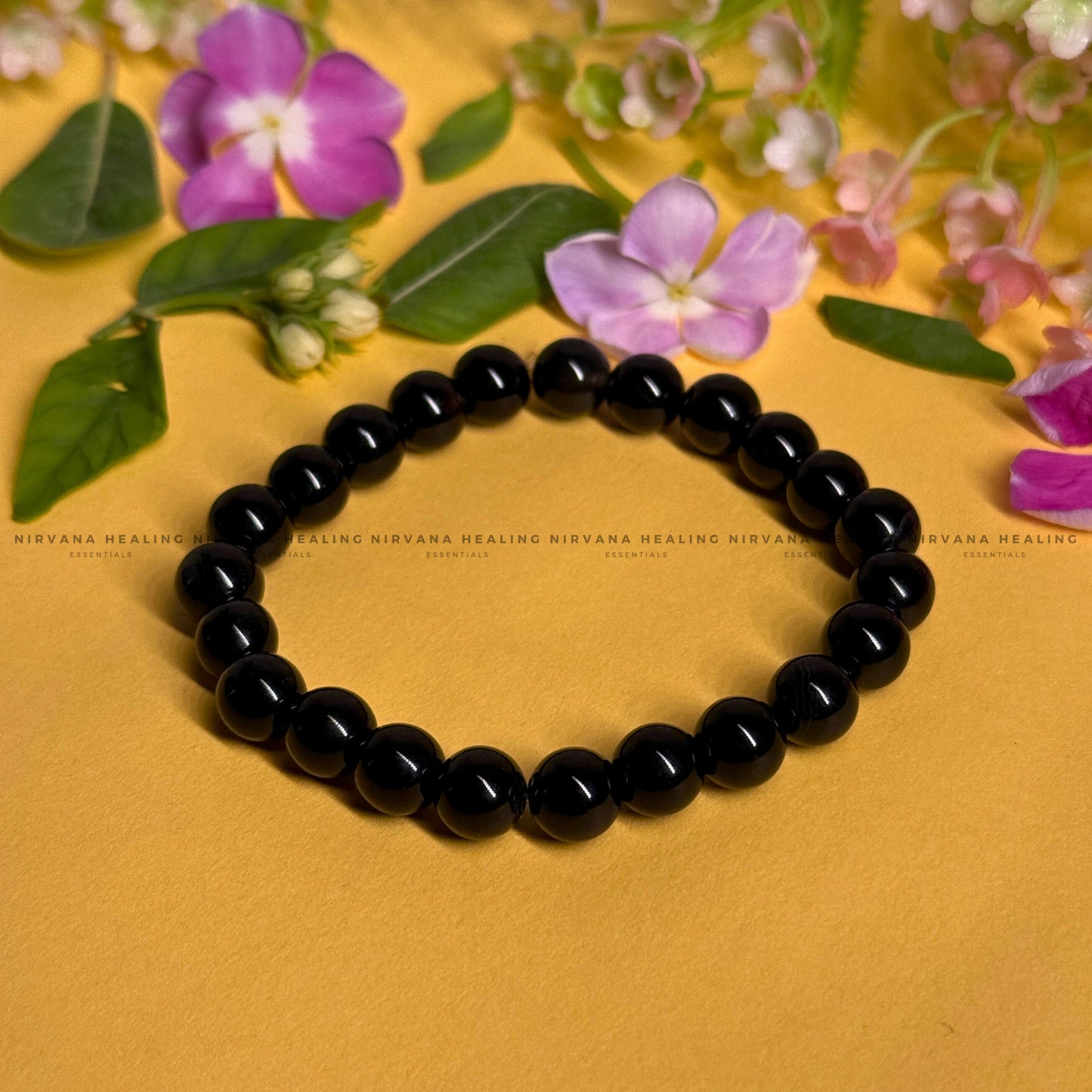 BLACK TOURMALINE ROUND BEADED BRACELET (Protection, Grounding, Shielding And Growth) image 0