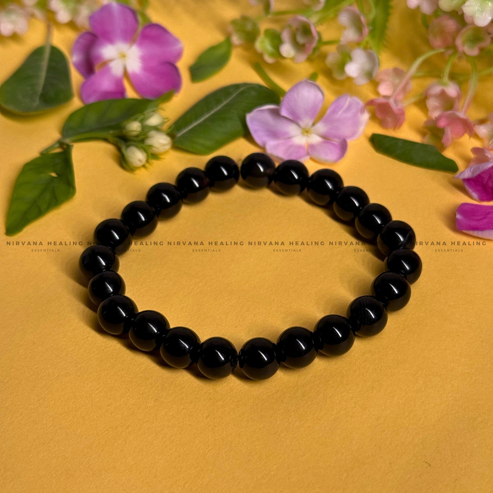BLACK TOURMALINE ROUND BEADED BRACELET (Protection, Grounding, Shielding And Growth) image 0