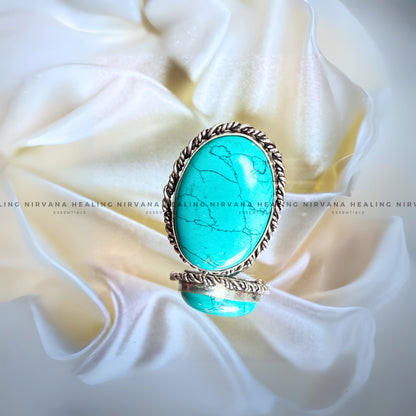 TURQUOISE OVAL RING (Divine Protection, Psycho Gifts, Healing, Wisdom, Truth) image 0
