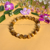 Yellow Cat's Eye Round Beaded Bracelet