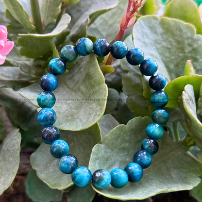 BLUE CATS EYE ROUND BEADED BRACELET (Protection, Strength And Energy Shield) image 4