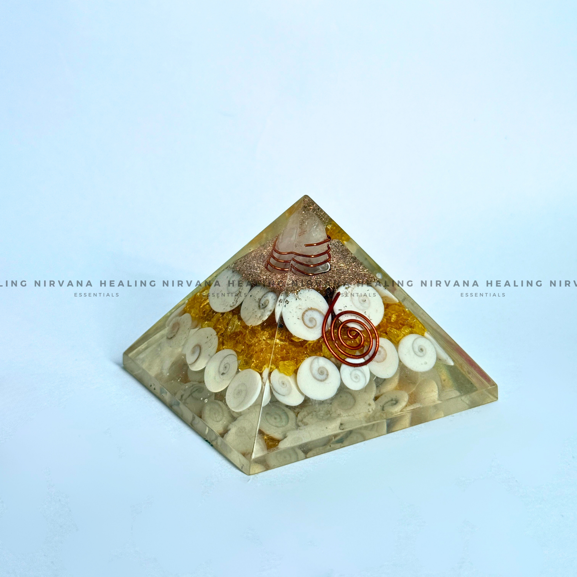 CITRINE WITH GOMTI CHAKRA PYRAMID (Abundance, Creativity, Success And Confidence) image 1