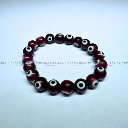 PURPLE EVIL EYE ROUND BEADED BRACELET (Spiritual Protection, Intuition And Transformation) image 2