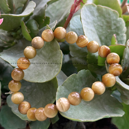 YELLOW CATS EYE ROUND BEADED BRACELET (Balance, Purity And Divine Protection) image 4