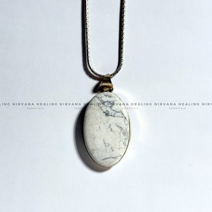 HOWLITE OVAL PENDANT (Peace, Sleep, Patience And Spiritual Awakening) image 3
