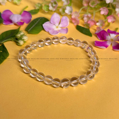 CLEAR QUARTZ ROUND BEADED BRACELET (Mental Clarity, Master Healer And Energy Amplifier) image 0