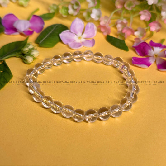 CLEAR QUARTZ ROUND BEADED BRACELET (Mental Clarity, Master Healer And Energy Amplifier) image 0