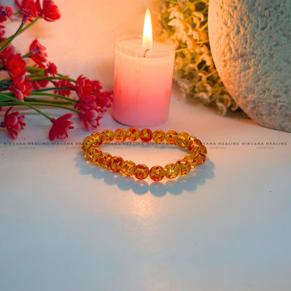 AMBER JADE ROUND BEADED BRACELET (Detox, Health, Joy And Soul Healing)   image 2