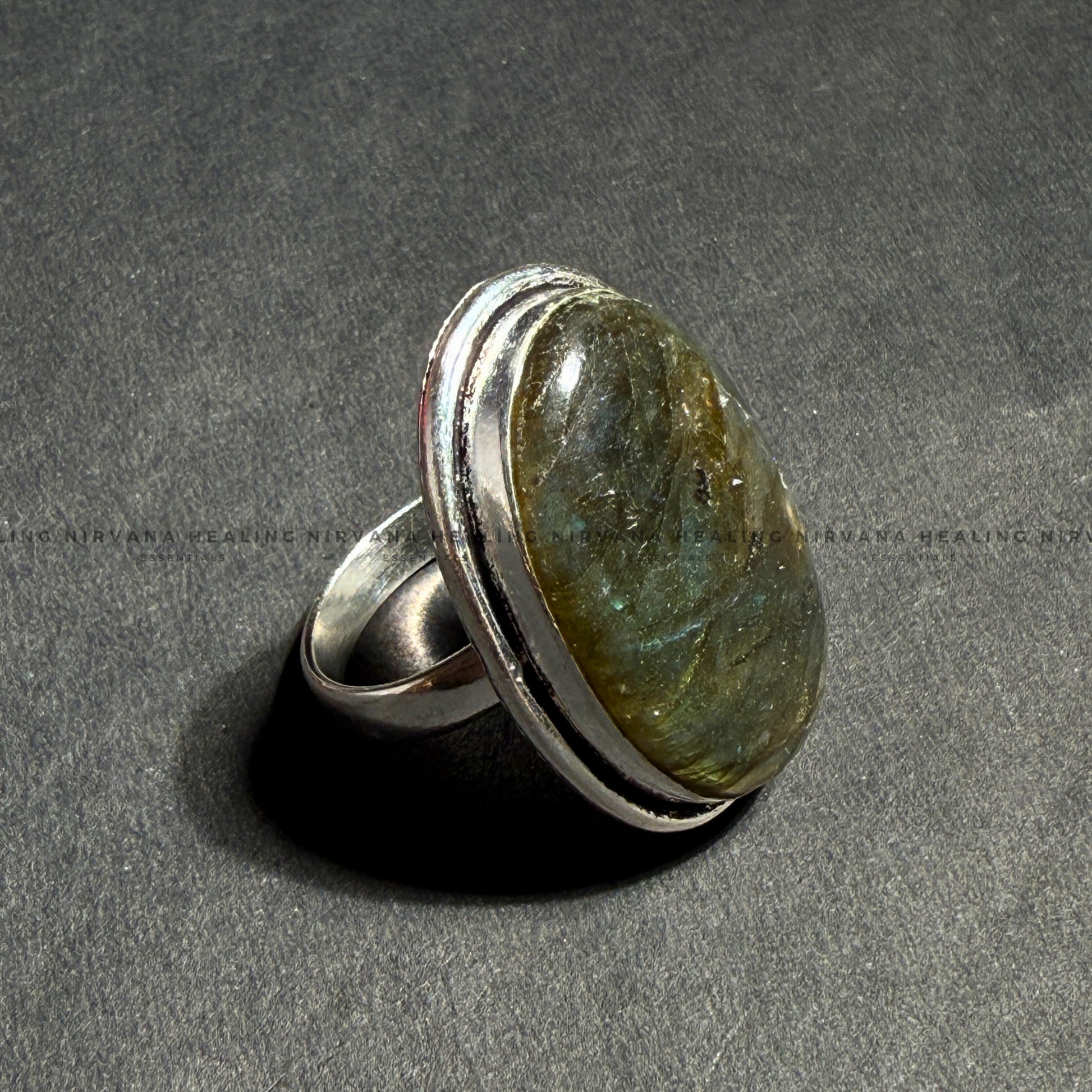 GREEN UNAKITE OVAL RING (Emotional Healing, Heart Awakening, Inner Peace) . image 1