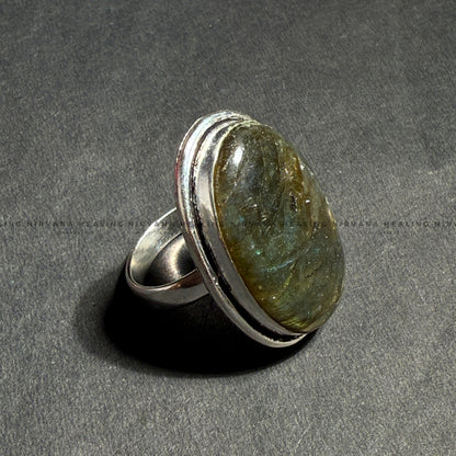 GREEN UNAKITE OVAL RING (Emotional Healing, Heart Awakening, Inner Peace) . image 1