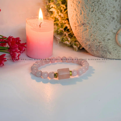 ROSE QUARTZ DESIGNER BEADED BRACELET (Love, Romance, Relationship And Emotion Balance) image 2