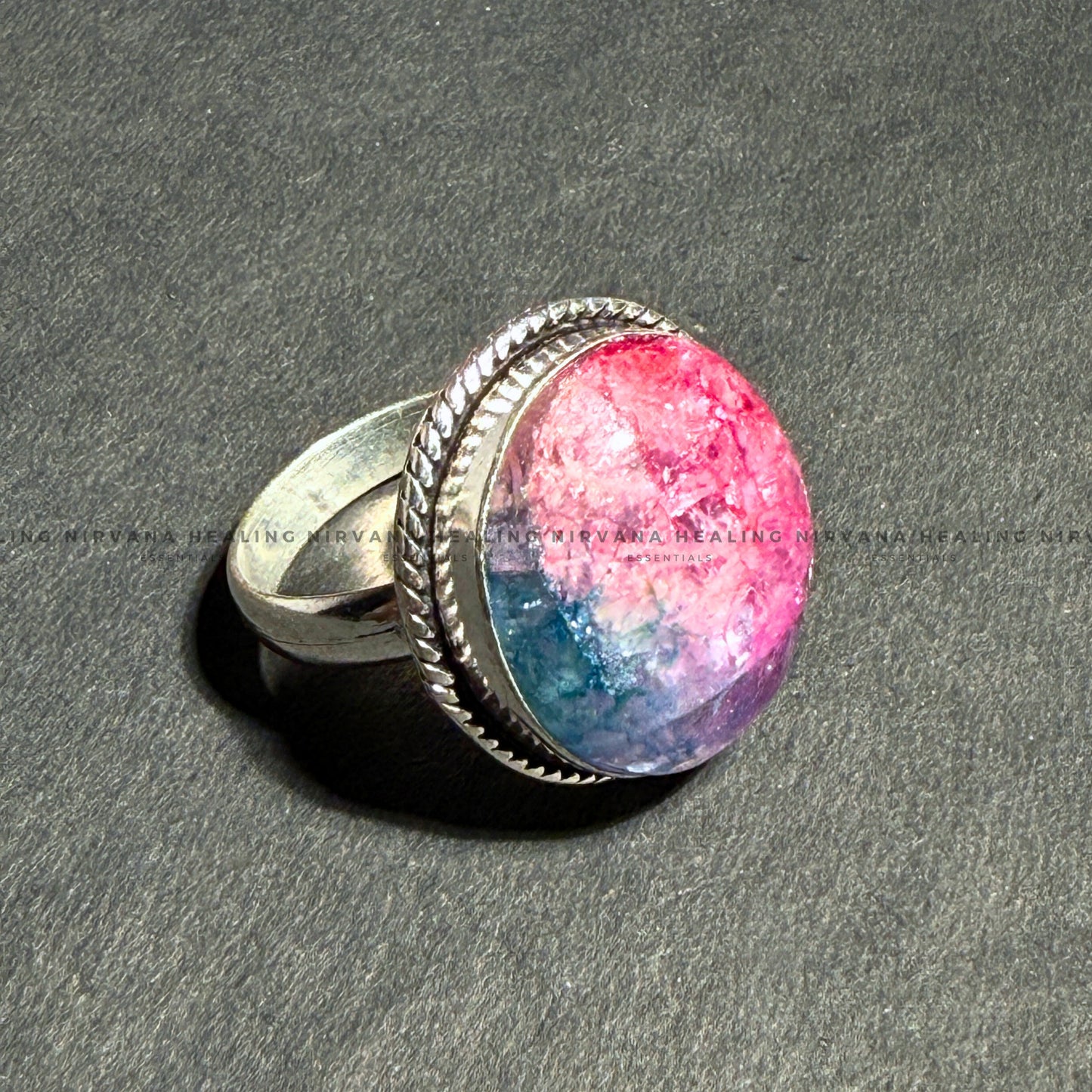 RAINBOW JADE ROUND RING (Harmony, Luck And Emotional Healing) image 1