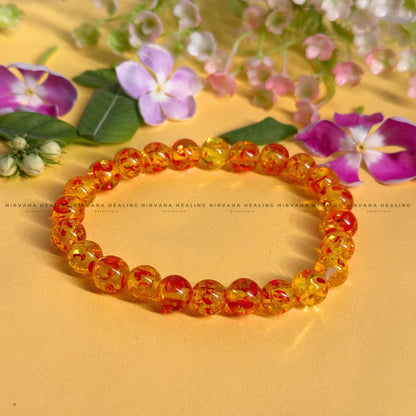 AMBER JADE ROUND BEADED BRACELET (Detox, Health, Joy And Soul Healing)   image 0