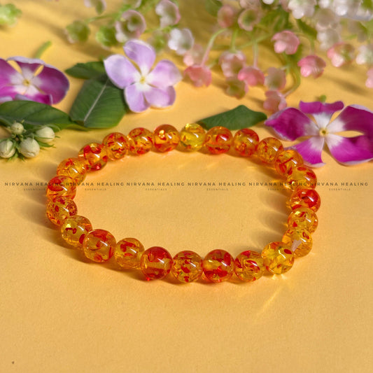 AMBER JADE ROUND BEADED BRACELET (Detox, Health, Joy And Soul Healing)   image 0