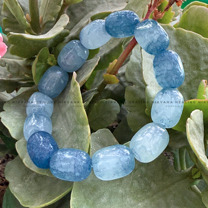 BLUE APATITE OVAL BEADED BRACELET (Goal Setting, Motivation, Manifestation, Communication).  image 4