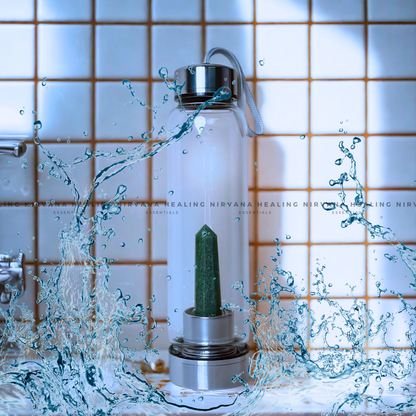  GREEN AVENTURINE INFUSED CRYSTAL ELIXIR BOTTLE (Luck, Money, Abundance, Career And Growth). image 0