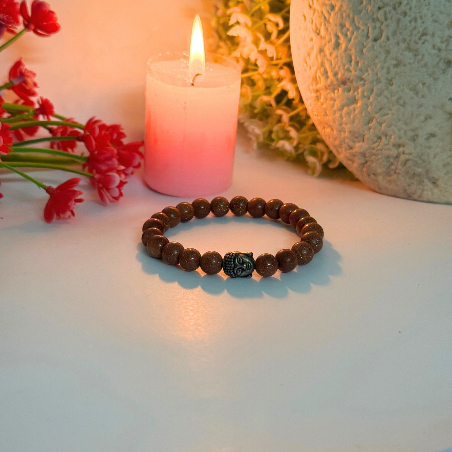 GOLDEN SUNSTONE ROUND BEADED BRACELET (Stone of Joy, Confidence & Personal Power) image 3