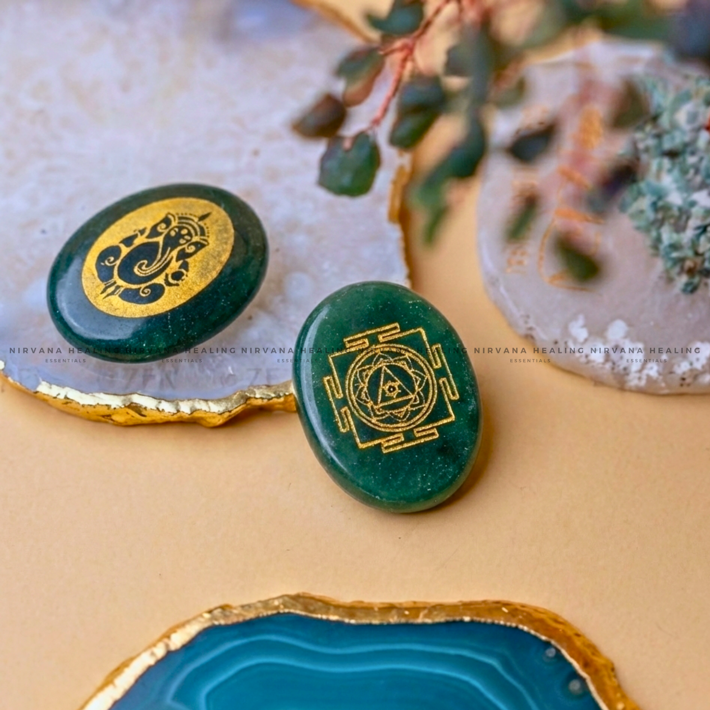 GREEN AVENTURINE GANESHA ZIBU COIN (Luck, Opportunity, Obstacle Removal) image 3