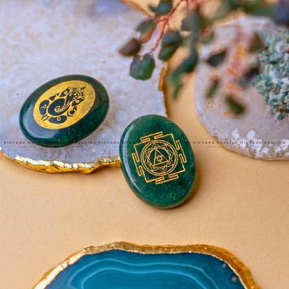 GREEN AVENTURINE GANESHA ZIBU COIN (Luck, Opportunity, Obstacle Removal) image 3