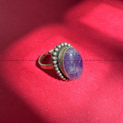 AMETHYST OVAL DESIGNER RING (Meditation, Stress Reduction, Intuition and Manifestation) image 4