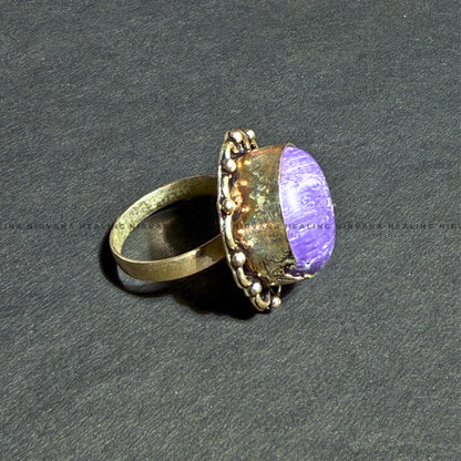 PURPLE JADE ROUND RING (Peace, Intuition And Spiritual Wisdom) image 3