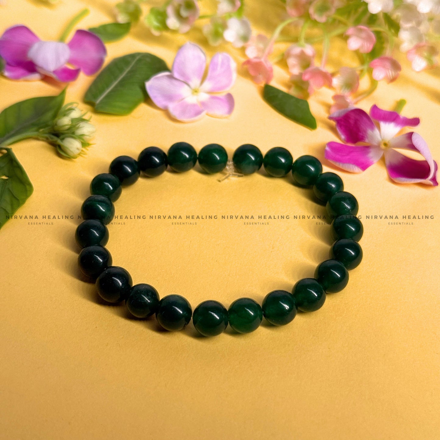 GREEN JADE ROUND BEADED BRACELET (Luck, Harmony, Peace And Abundance) image 0