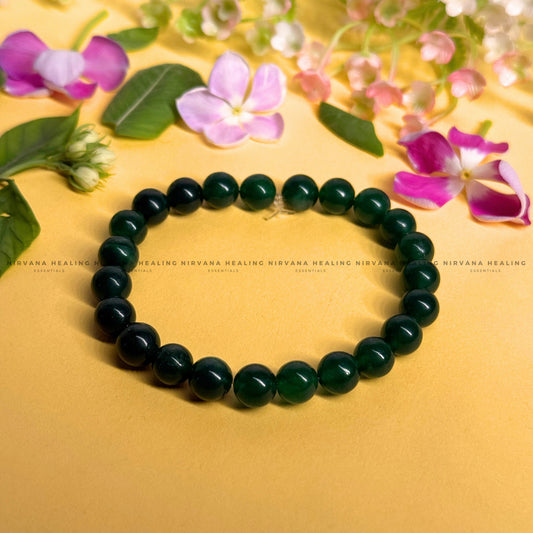 GREEN JADE ROUND BEADED BRACELET (Luck, Harmony, Peace And Abundance) image 0