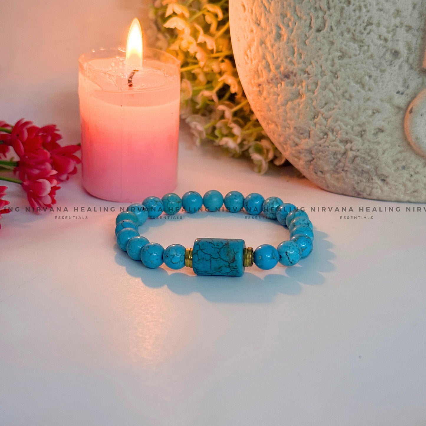 TURQUOISE ROUND BEADED DESIGN BRACELET (Divine Protection, Psycho Gifts, Healing, Wisdom, Truth) image 4
