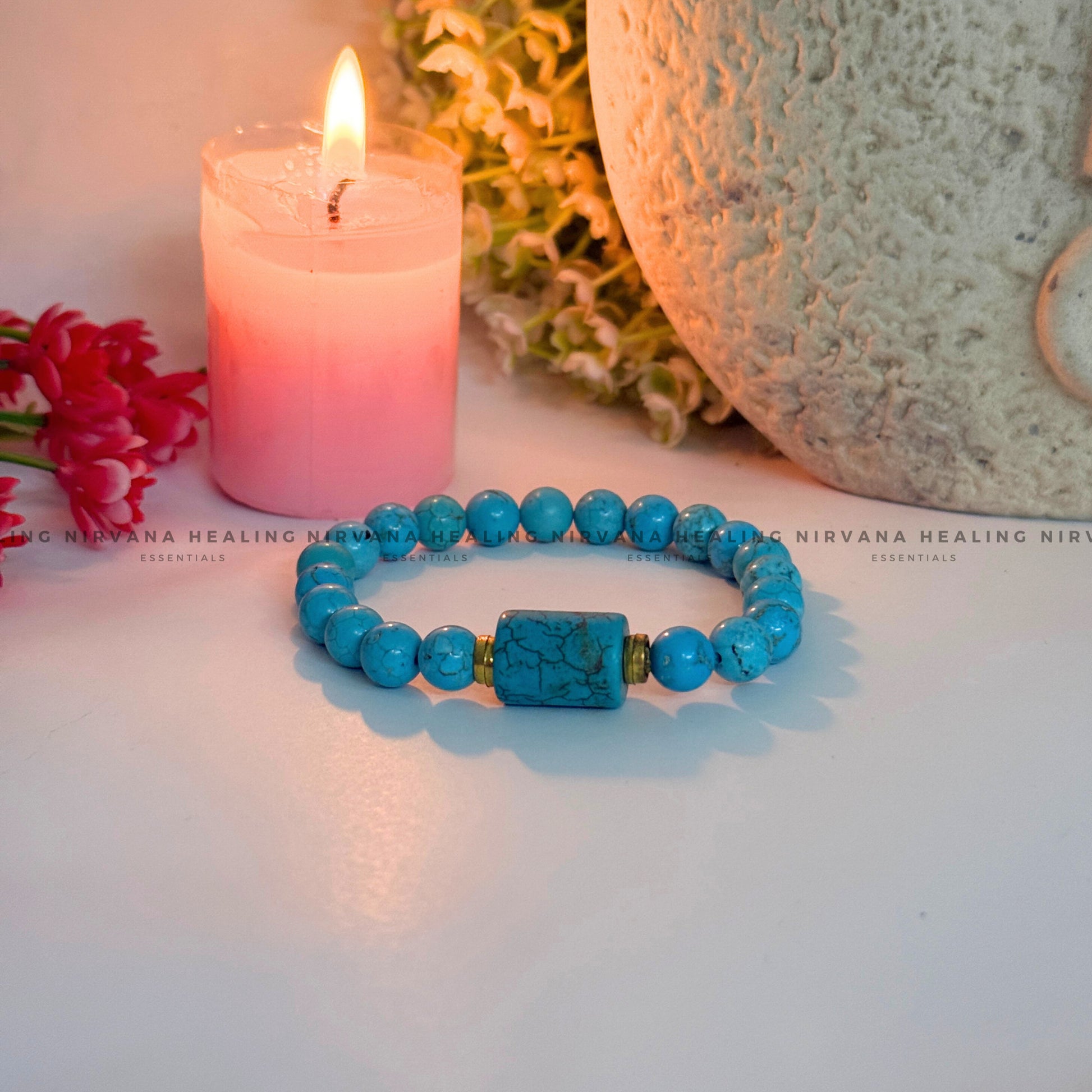 TURQUOISE ROUND BEADED DESIGN BRACELET (Divine Protection, Psycho Gifts, Healing, Wisdom, Truth) image 4