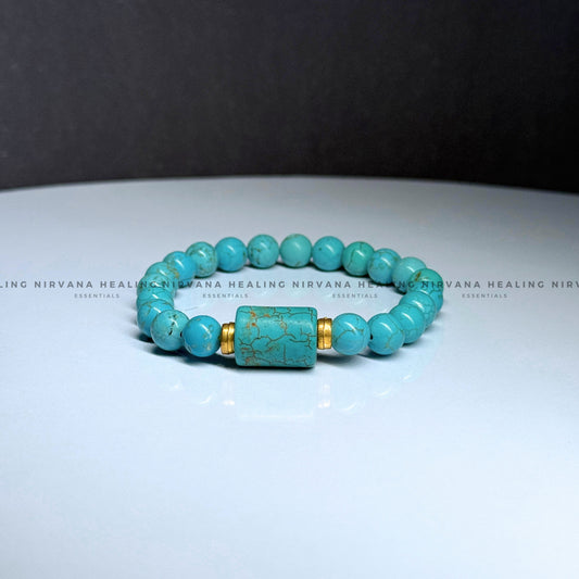 TURQUOISE ROUND BEADED DESIGN BRACELET (Divine Protection, Psycho Gifts, Healing, Wisdom, Truth) image 1