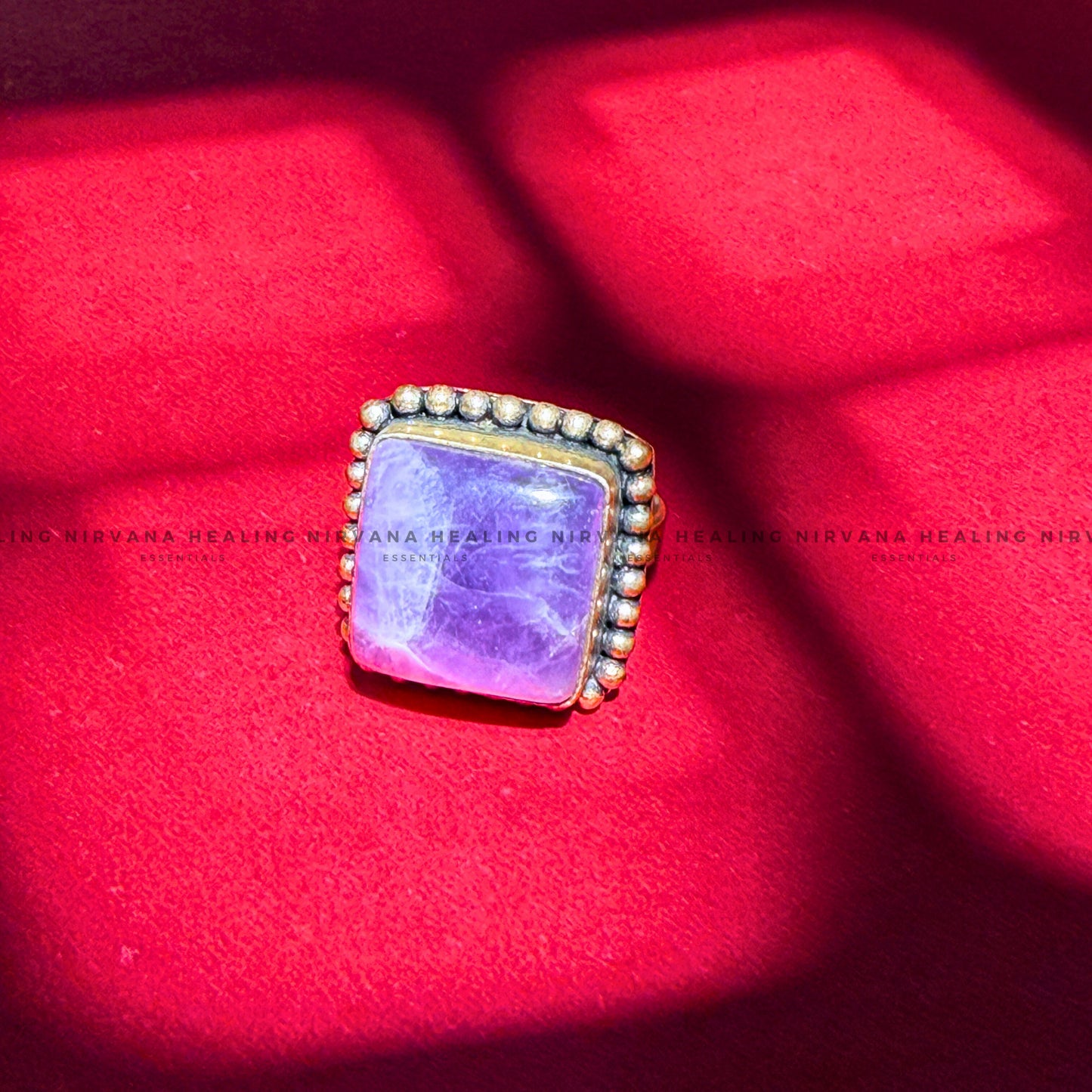 AMETHYST SQUARE RING (Meditation, Stress Reduction, Intuition and Manifestation) image 2