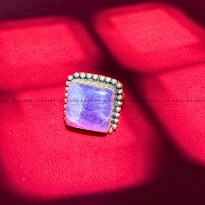 AMETHYST SQUARE RING (Meditation, Stress Reduction, Intuition and Manifestation) image 2