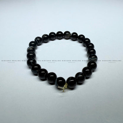 BLACK HAKIK SULEMANI ROUND BEADED BRACELET (Evil Eye Protection, Grounding and Energy Shielding). image 2