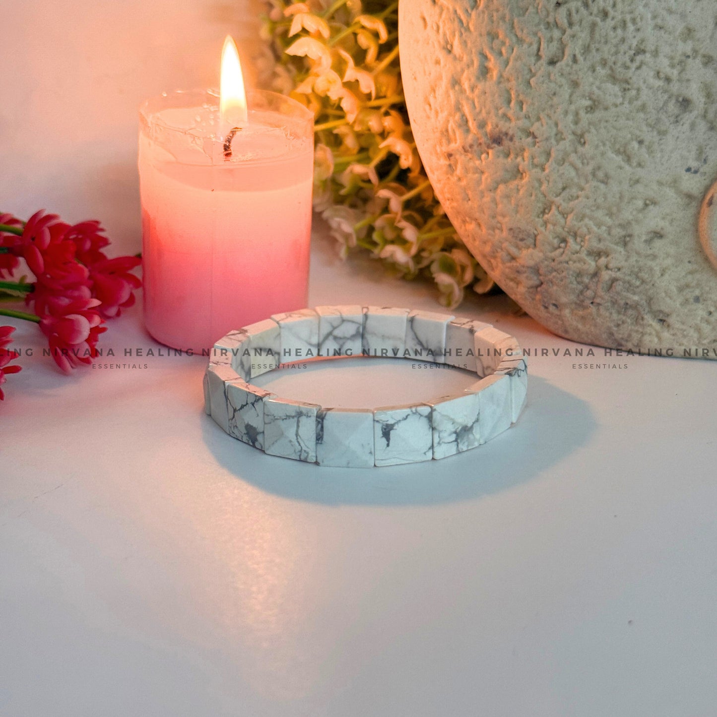HOWLITE PYRAMID BRACELET (Peace, Sleep, Patience And Spiritual Awakening) image 3