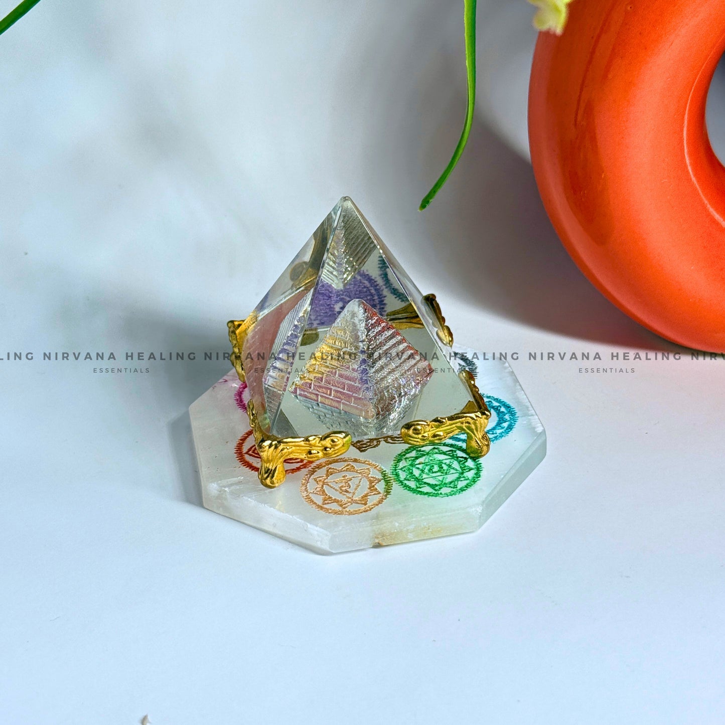 SELENITE SEVEN CHAKRA OCTAGON CHARGING PLATE (Aura Cleansing ,Charging, Cleansing And Purification). image 3