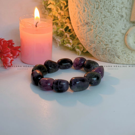 AMETHYST TUMBLE BRACELET (Meditation, Stress Reduction, Intuition and Manifestation) image 1