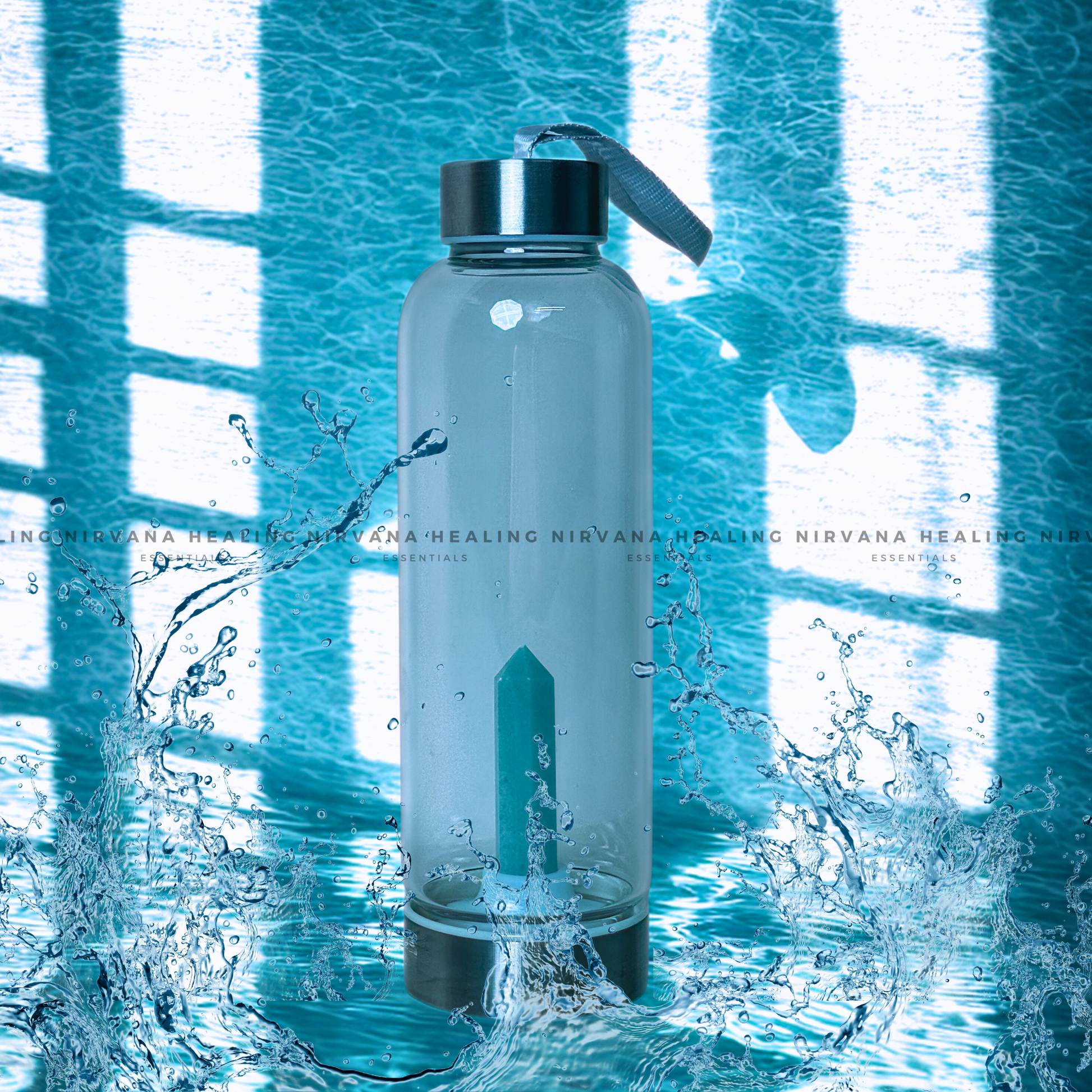 GREEN JADE INFUSED CRYSTAL ELIXIR BOTTLE (Luck, Harmony, Peace And Abundance) image 0