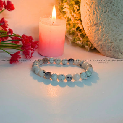 MOONSTONE ROUND BEADED BRACELET (Emotional Stability, Feminine Energy, New Beginnings)    image 3
