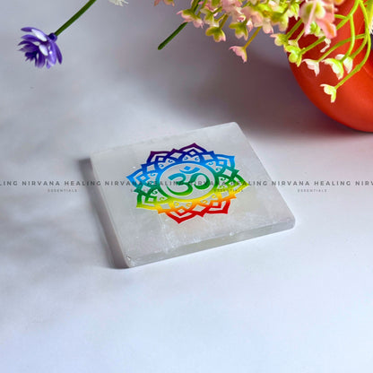 SELENITE AUM CHARGING PLATE (Aura Cleansing ,Charging, Cleansing And Purification). image 3