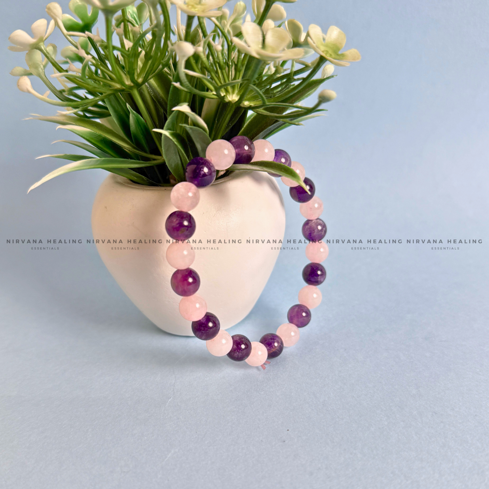 ROSE QUARTZ + AMETHYST BRACELET (Love, Peace & Emotional Healing) image 2
